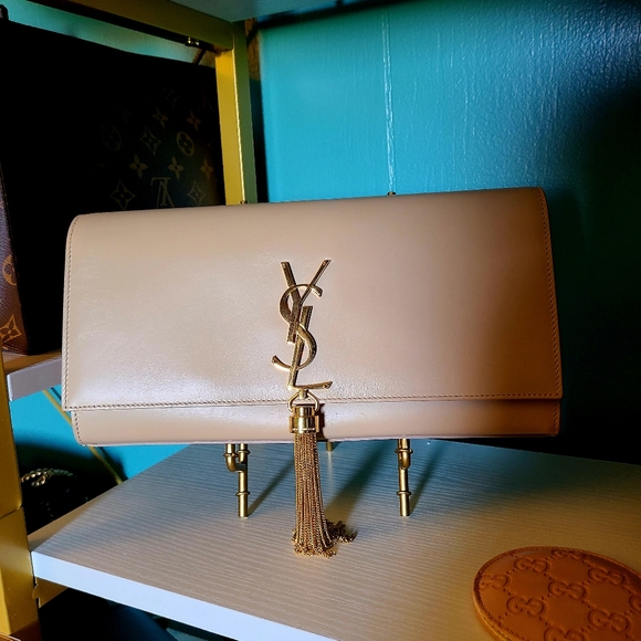๐๐ฅ๐ฅHOT!๐ฅAuthentic YSL Nude Kate Tassel Clutch๐ - Picture 16 of 16
